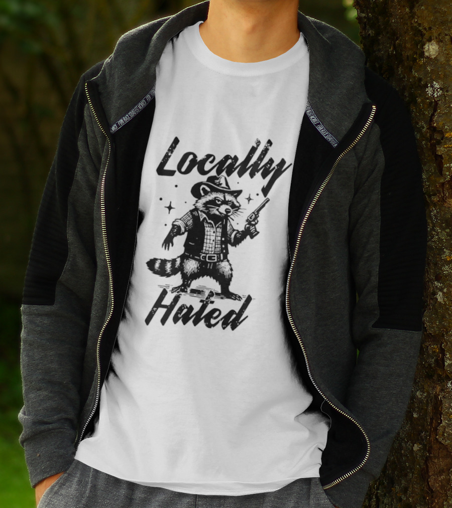 Locally Hated Cowboy Raccoon With Gun And Star T-Shirt