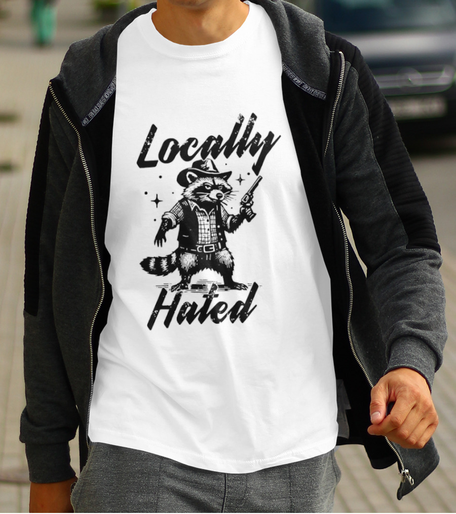 Locally Hated Cowboy Raccoon With Gun And Star T-Shirt