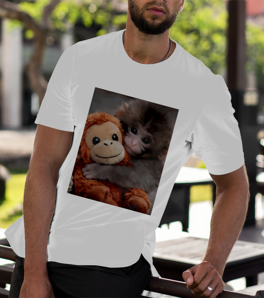 I Love Punch Monkey Hugging Stuffed Monkey T-Shirt