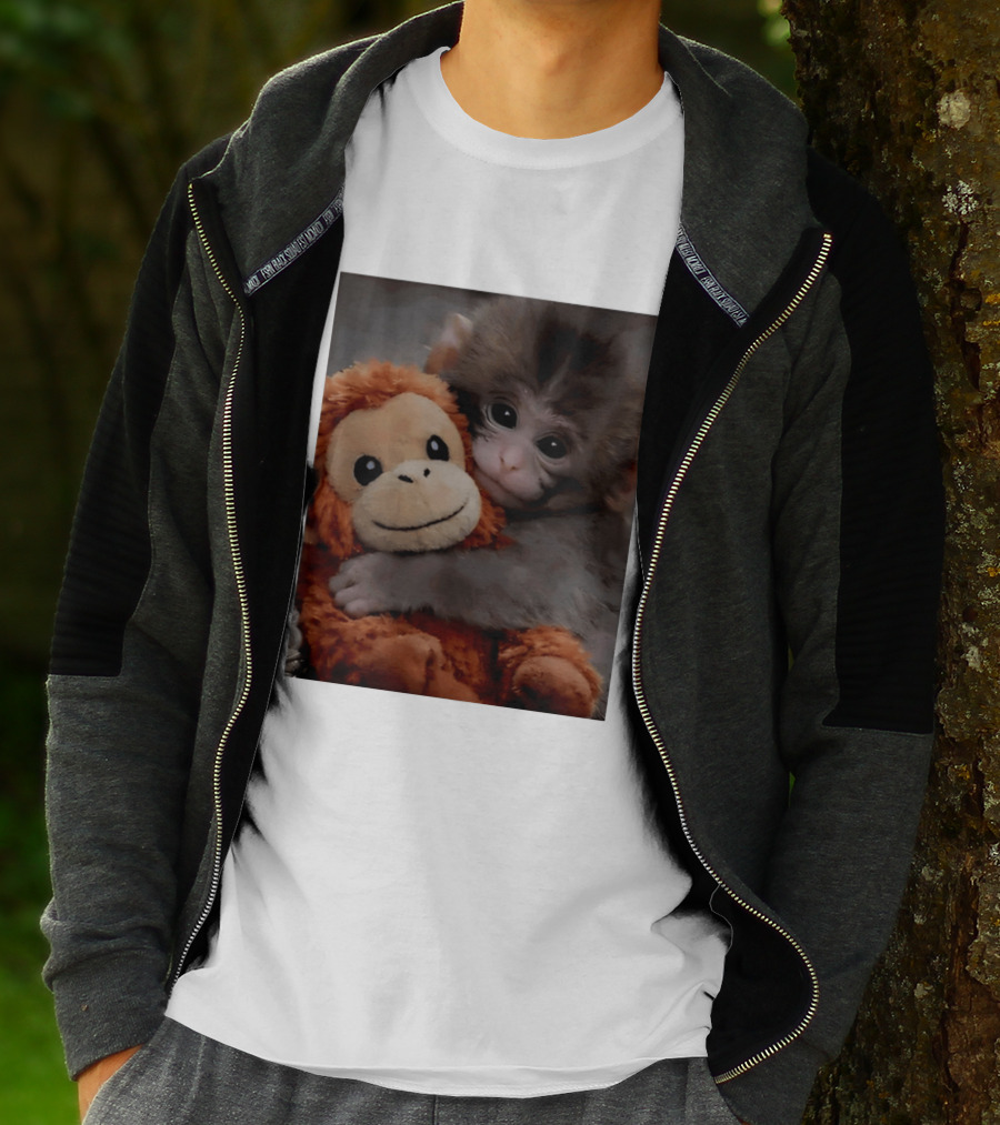I Love Punch Monkey Hugging Stuffed Monkey T-Shirt