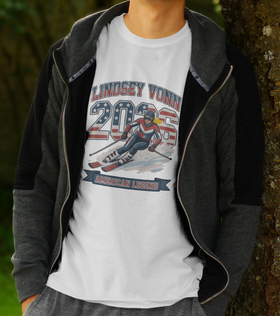 Lindsey Vonn 2026 American Legend Winter USA Skiing T-Shirt