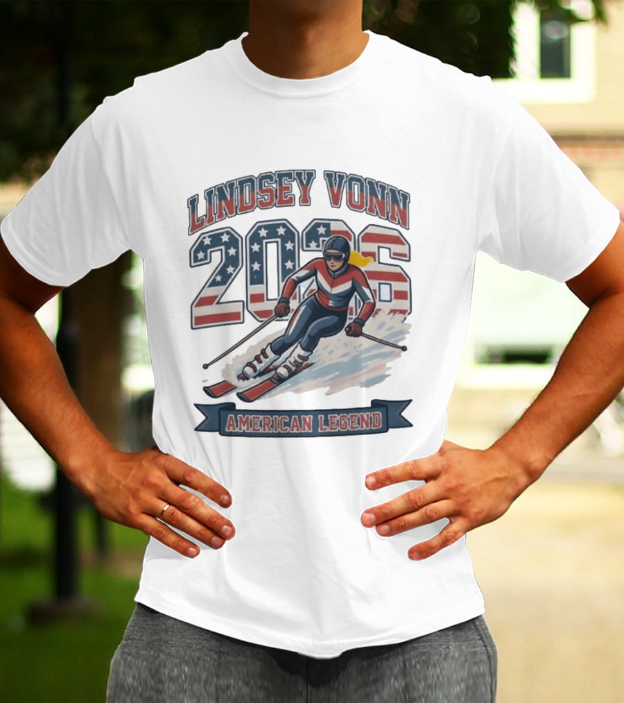 Lindsey Vonn 2026 American Legend Winter USA Skiing T-Shirt