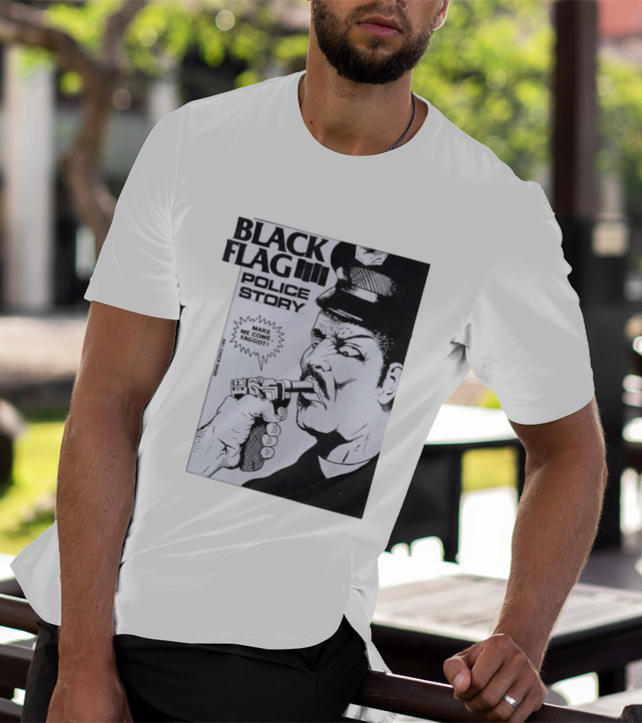 Black Flag Police Story Make Me Come OKC's Finest Raymond Pettibon Two Eagles Keepsake T-Shirt