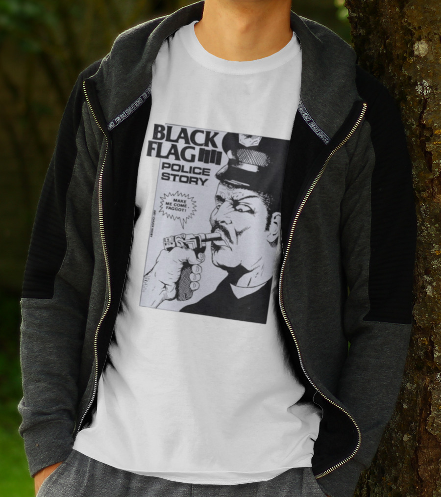 Black Flag Police Story Make Me Come OKC's Finest Raymond Pettibon Two Eagles Keepsake T-Shirt