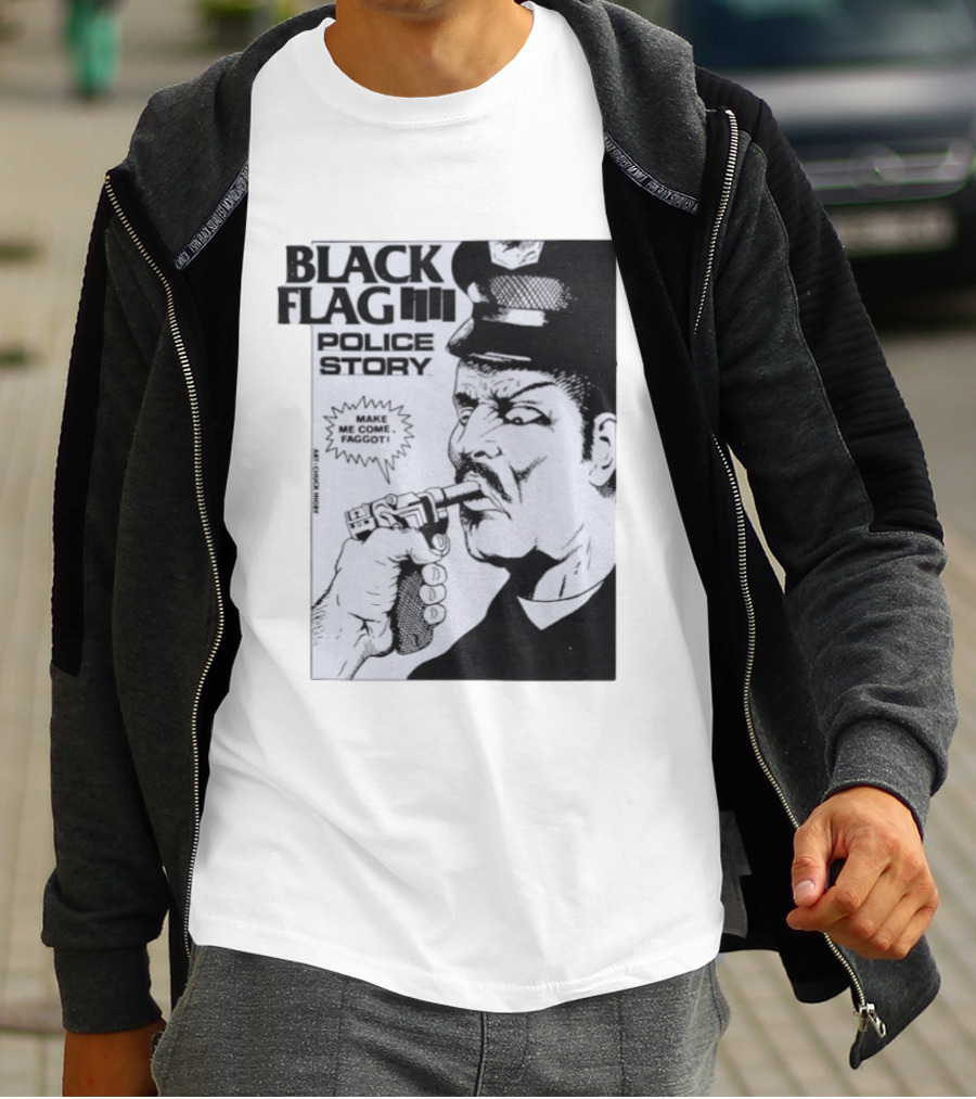 Black Flag Police Story Make Me Come OKC's Finest Raymond Pettibon Two Eagles Keepsake T-Shirt