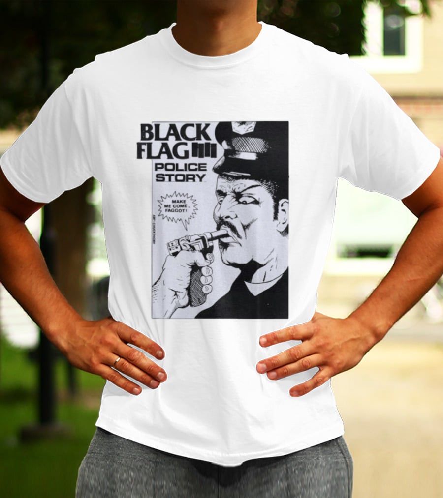 Black Flag Police Story Make Me Come OKC's Finest Raymond Pettibon Two Eagles Keepsake T-Shirt