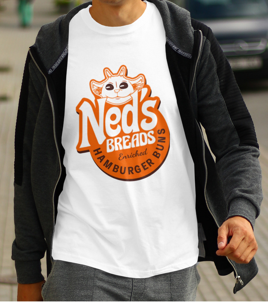Ned's Breads Enriched Hamburger Buns Cat T-Shirt