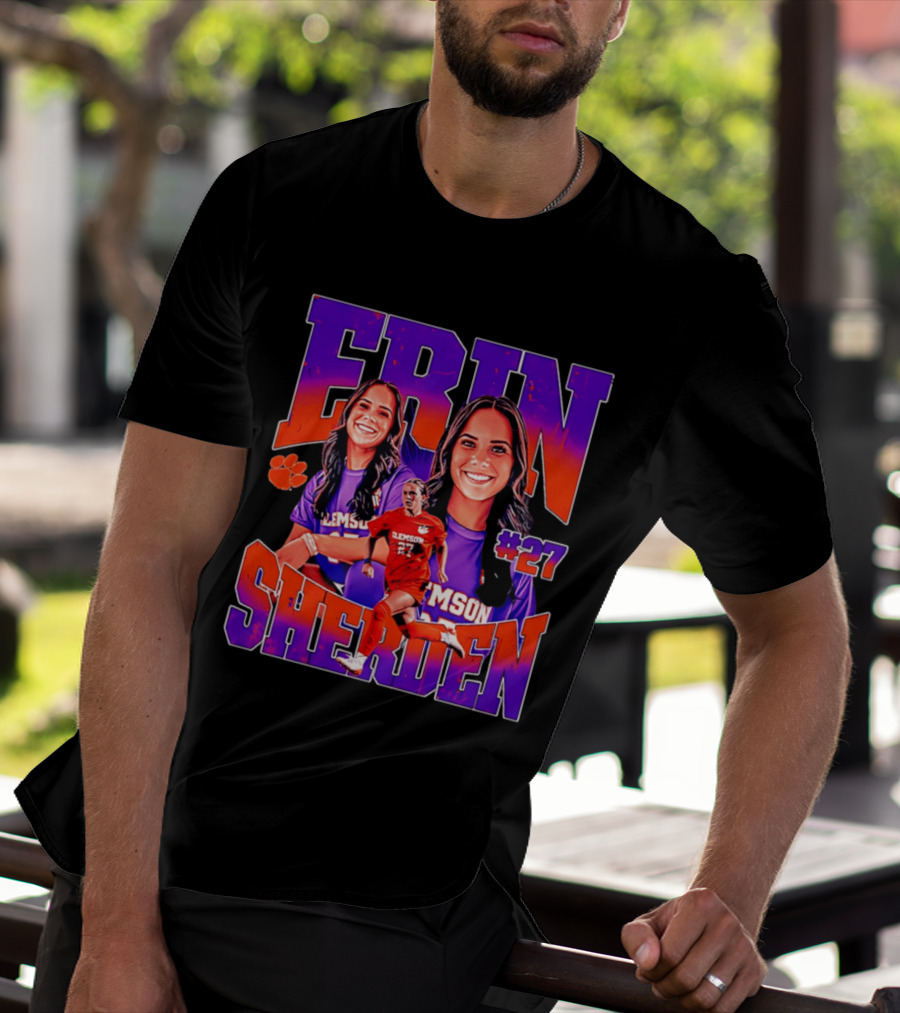 Erin Sherden Clemson Soccer Number 27 Fan Gear T-Shirt
