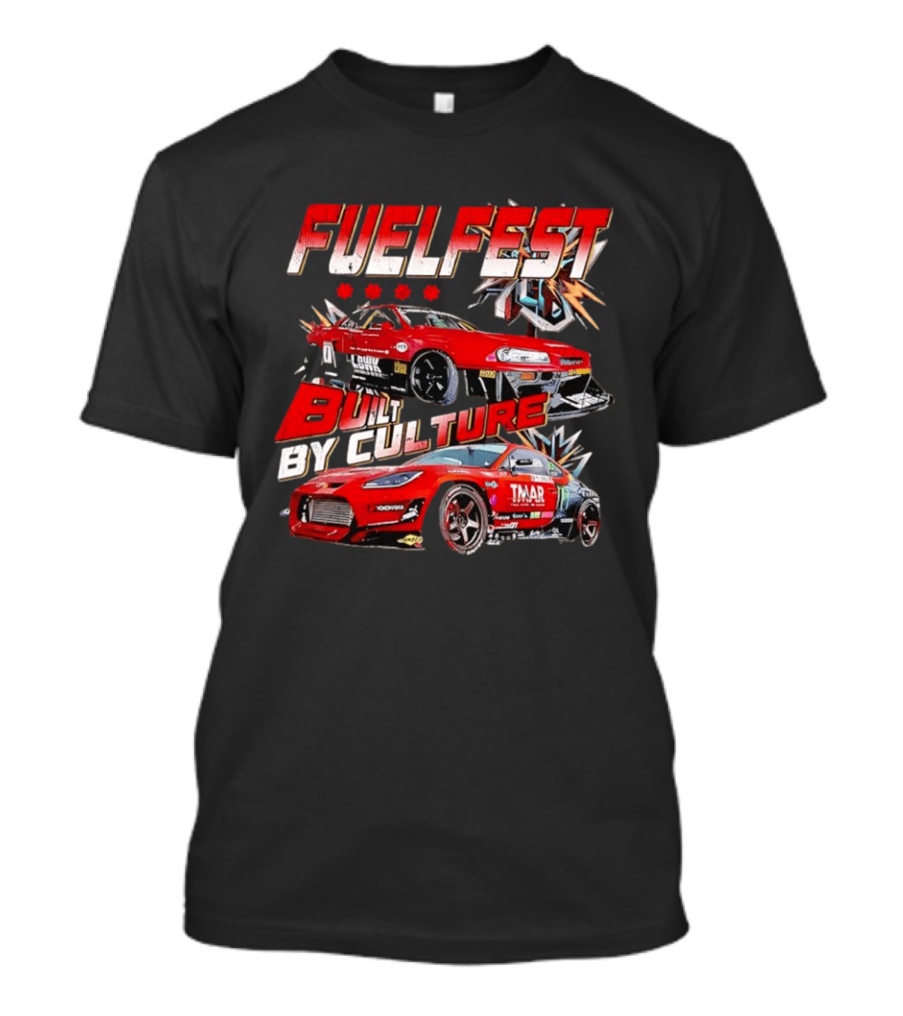 Fuelfest Built By Culture Red Racing Cars And Stars T-Shirt