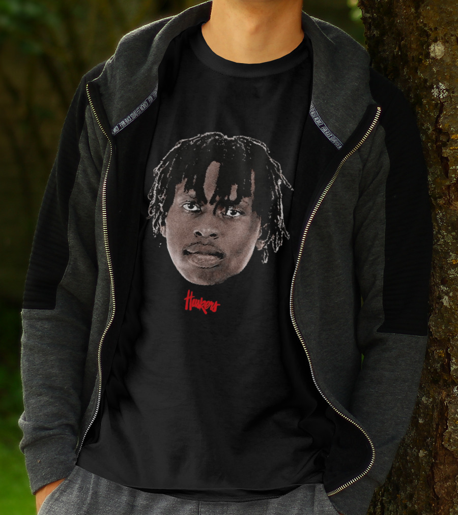 Justin Bolis Big Head Huskers Nebraska Cornhuskers T-Shirt