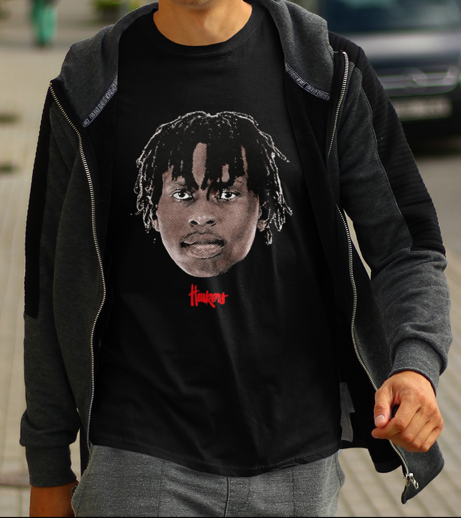 Justin Bolis Big Head Huskers Nebraska Cornhuskers T-Shirt