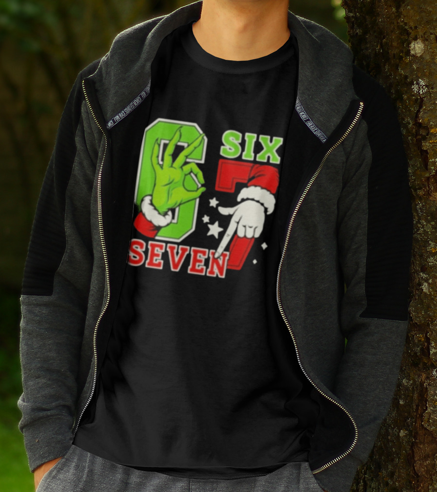 Grinch Santa 67 Six Seven Christmas TikTok Trending T-Shirt