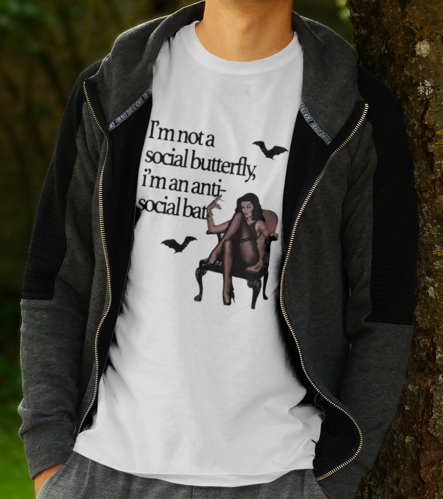 I'm Not A Social Butterfly I'm An Antisocial Bat With Bat And Woman T-Shirt