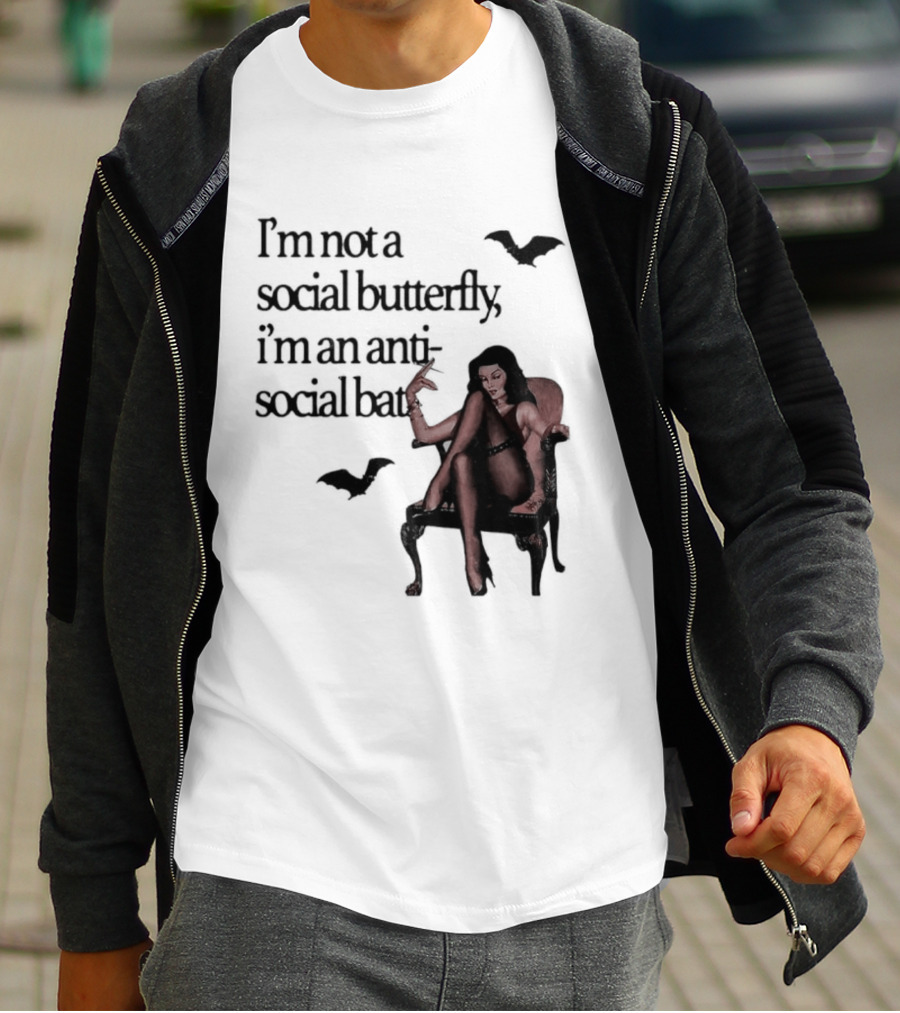 I'm Not A Social Butterfly I'm An Antisocial Bat With Bat And Woman T-Shirt