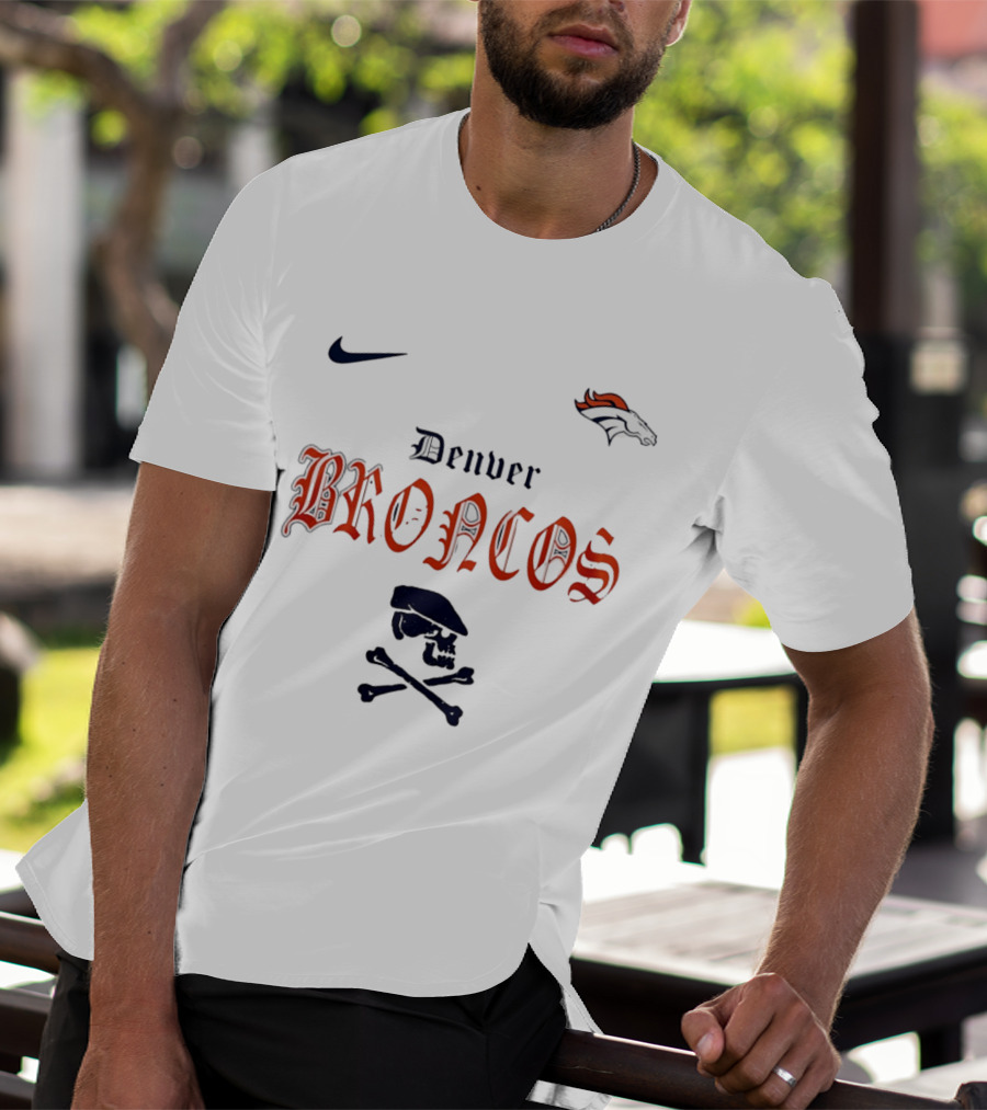 Denver Broncos Dropkick Murphys Skull Crossbones Nike Collaboration Go Broncos T-Shirt