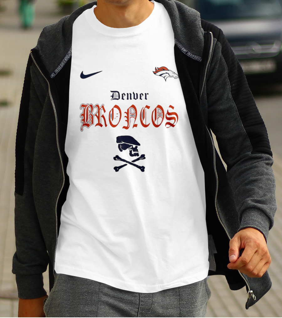 Denver Broncos Dropkick Murphys Skull Crossbones Nike Collaboration Go Broncos T-Shirt
