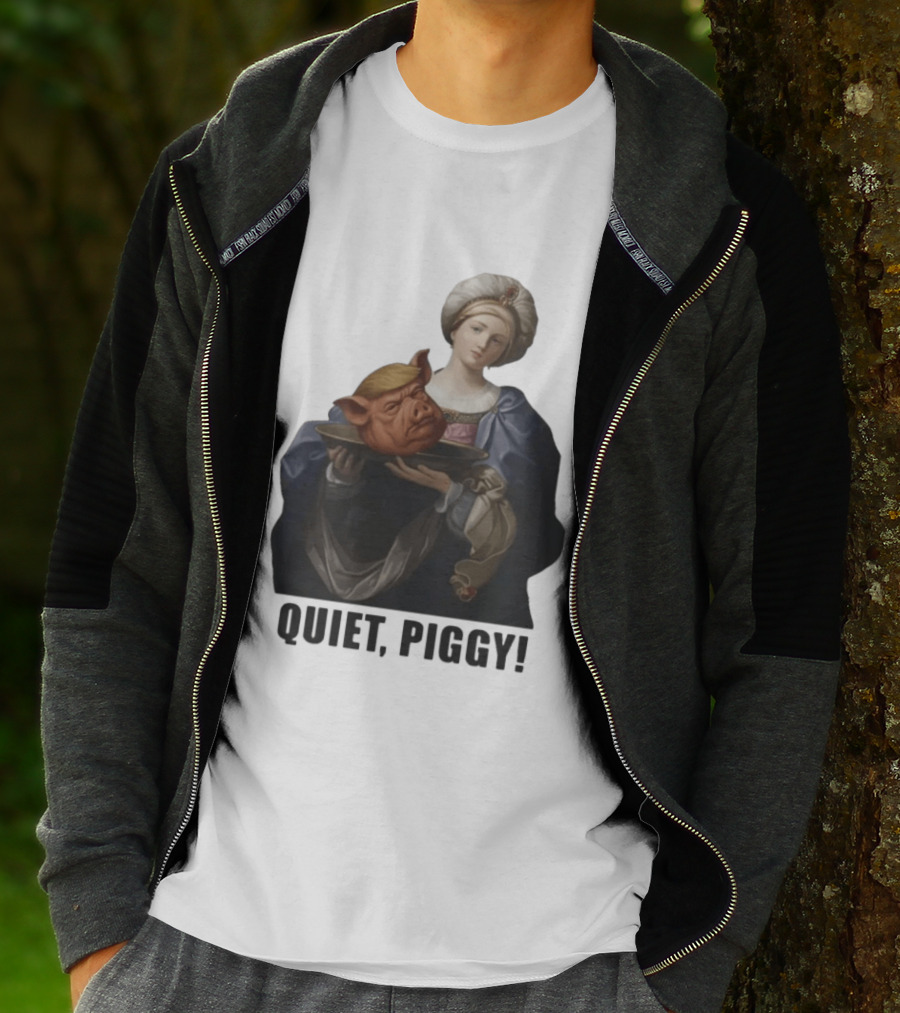 Original Saint Holding Pig Head Quiet Piggy Anti Trump T-Shirt