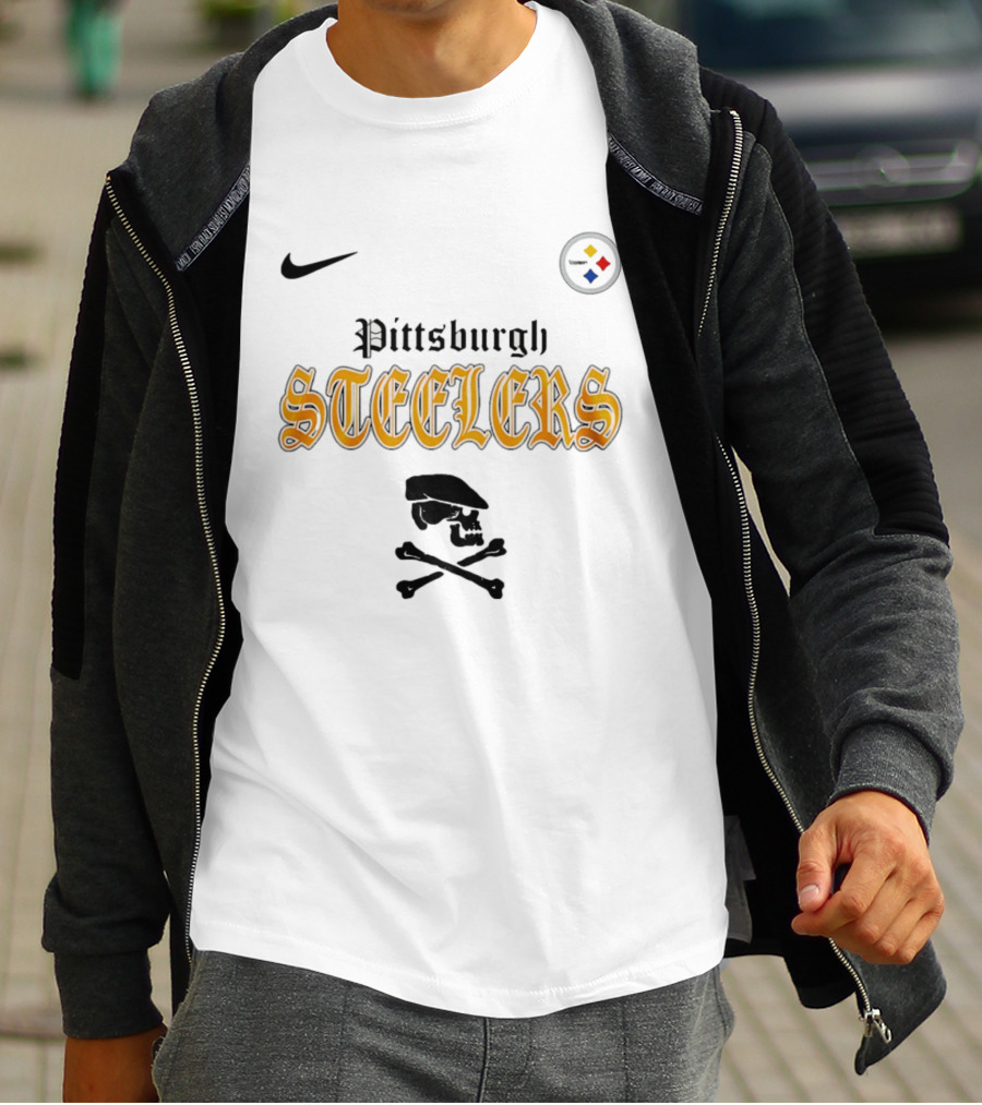 Pittsburgh Steelers Dropkick Murphys Skull Crossbones Collaboration Nike T-Shirt