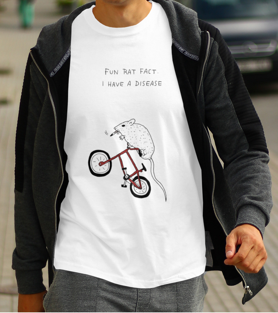 Fun Rat Fact I Have A Disease Rat On Bicycle T-Shirt