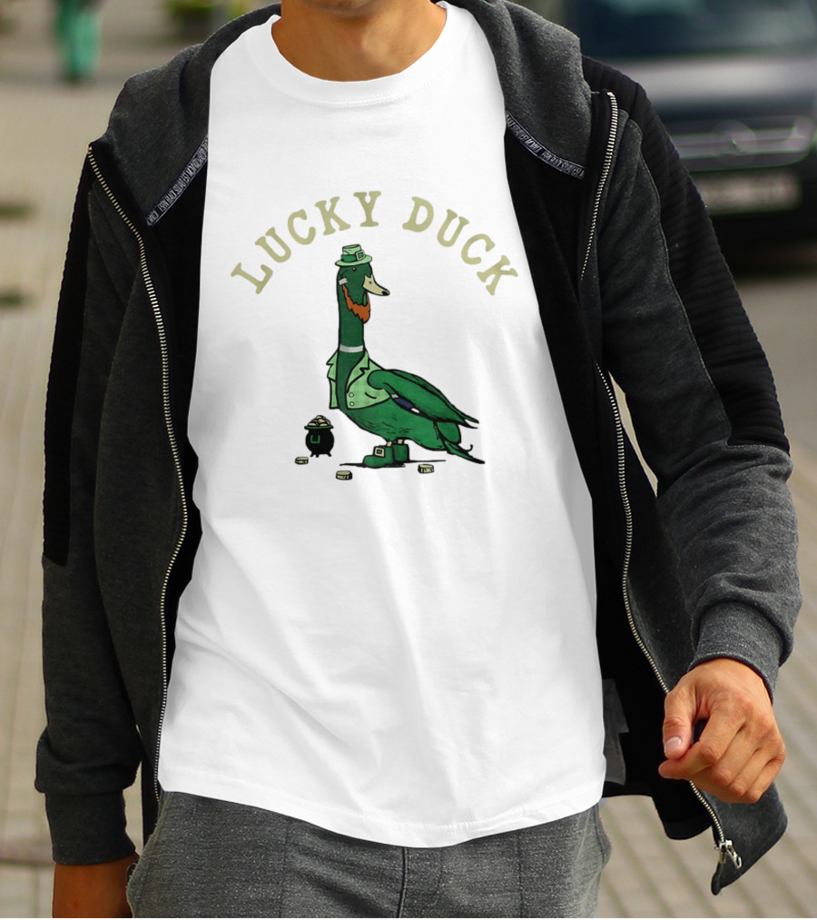 Lucky Duck St Patrick's Day Leprechaun Hat With Irish Coins T-Shirt