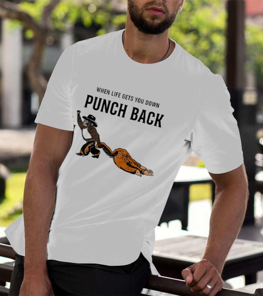 When Life Gets You Down Punch Back Meme Monkey Cowboy T-Shirt
