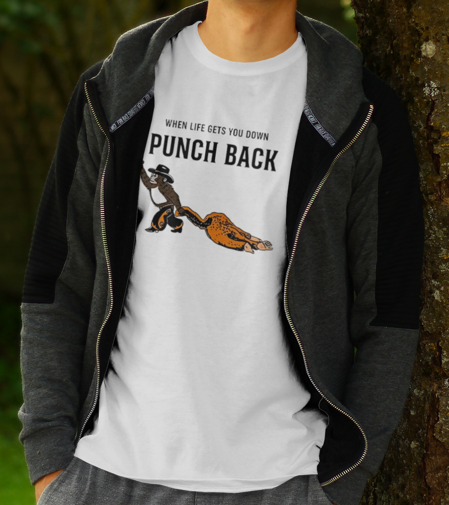 When Life Gets You Down Punch Back Meme Monkey Cowboy T-Shirt