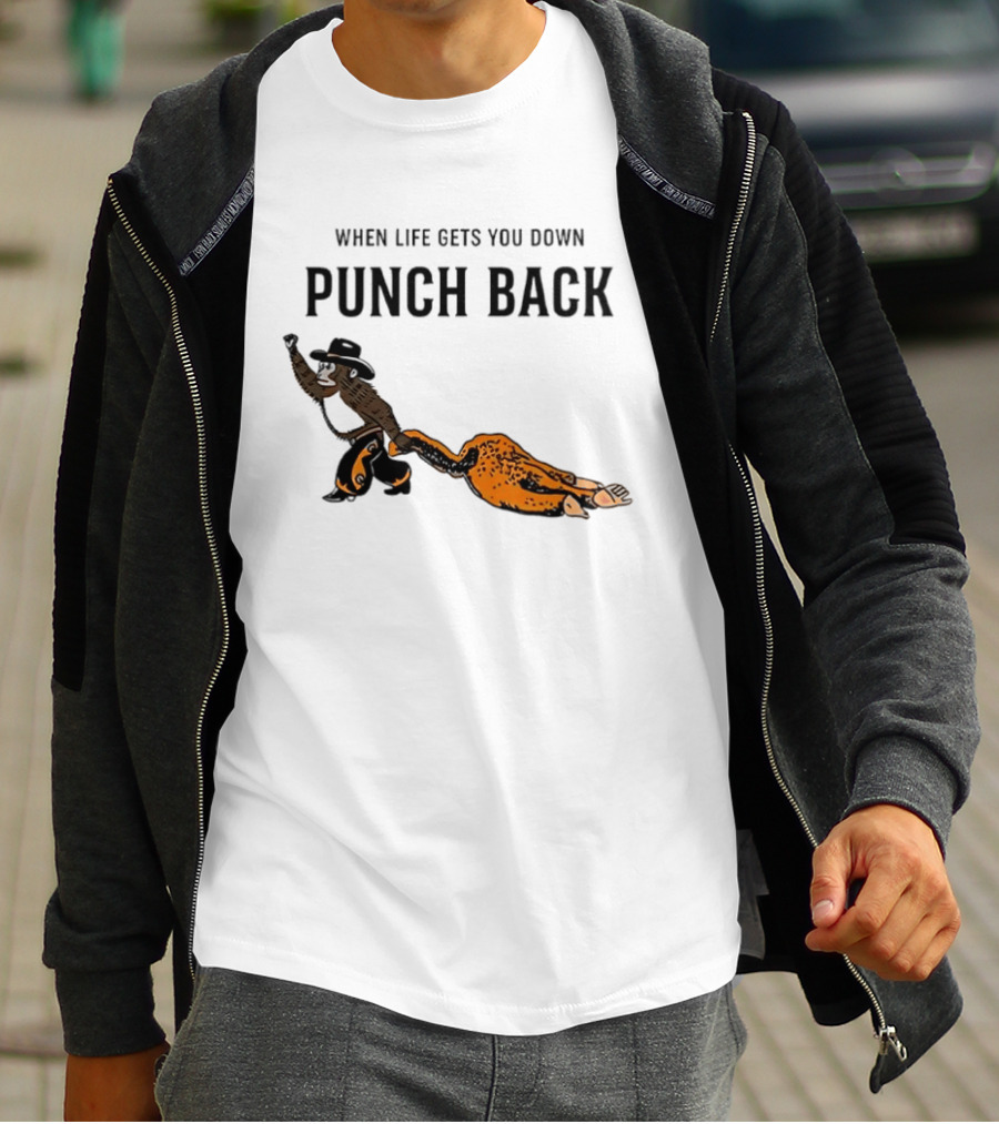 When Life Gets You Down Punch Back Meme Monkey Cowboy T-Shirt
