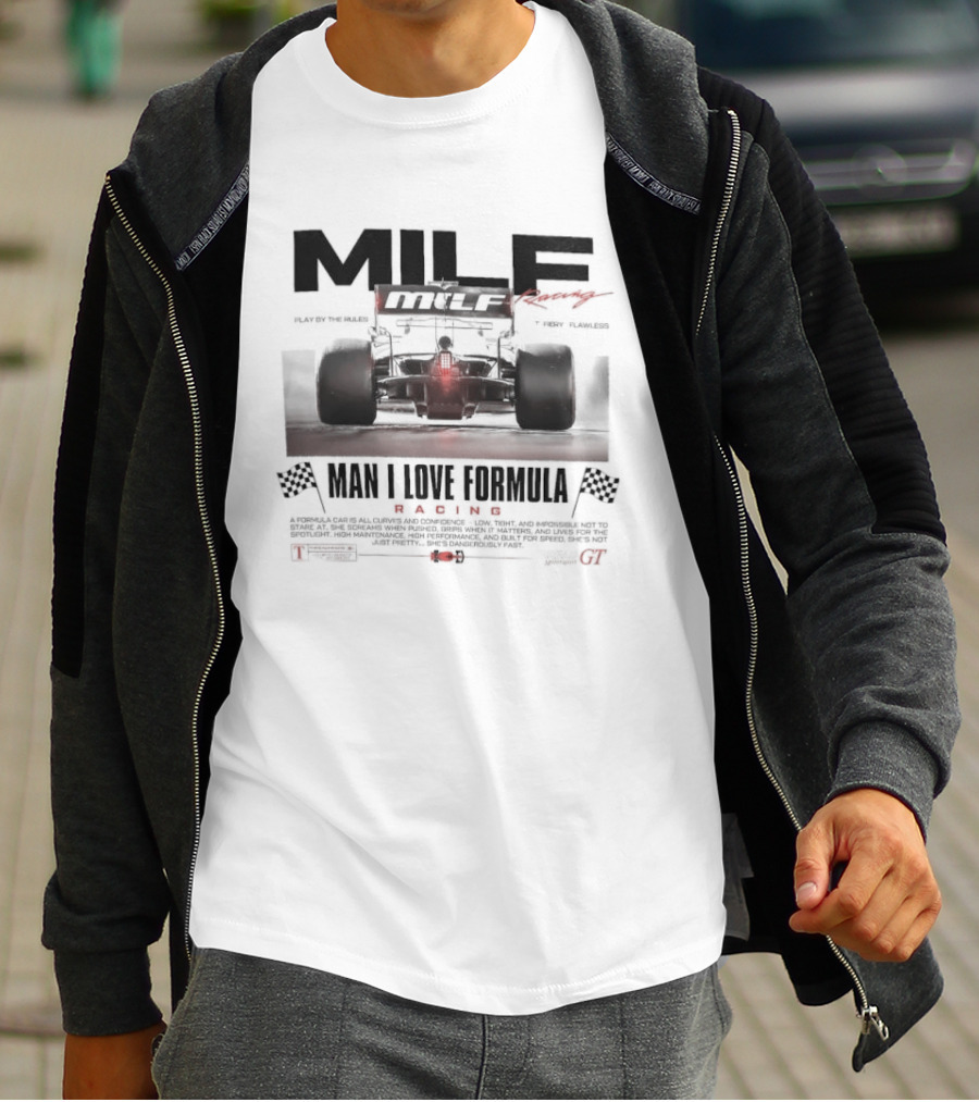 MILF Racing Man I Love Formula Car Racing Flags T-Shirt