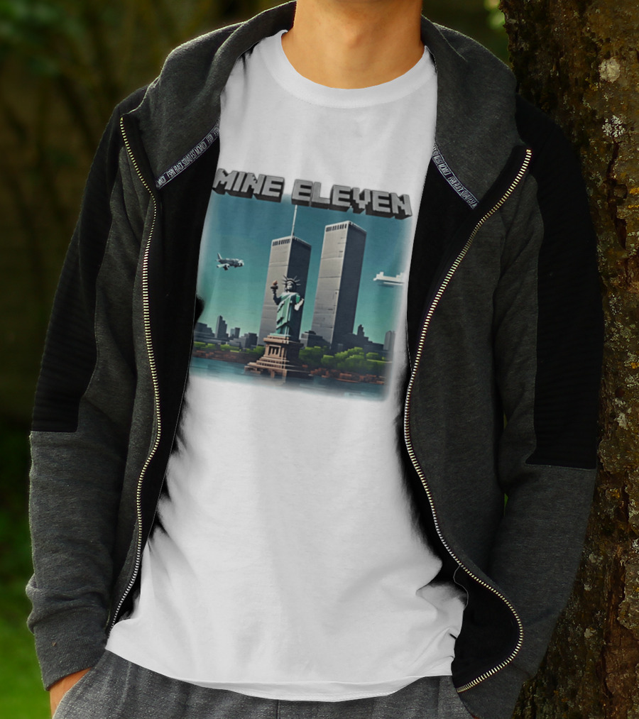 Mine Eleven Liberty Towers Tribute With Statue Of Liberty And Plane T-Shirt