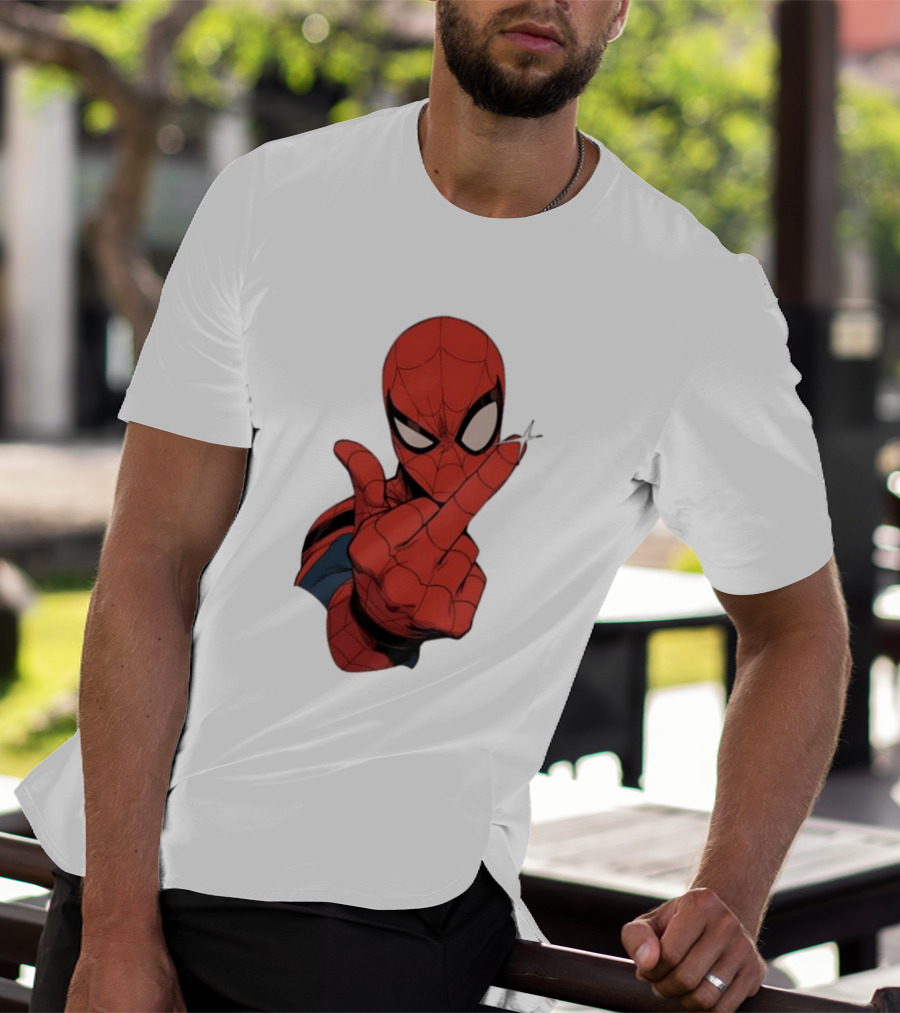 Spider Man Middle Finger Gesture Superhero Iconic Pose T-Shirt