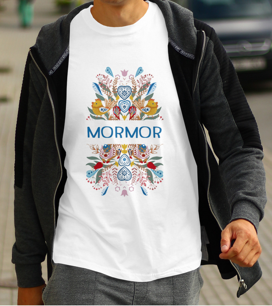 Mormor Swedish Folk Art With Colorful Birds And Floral Motifs T-Shirt