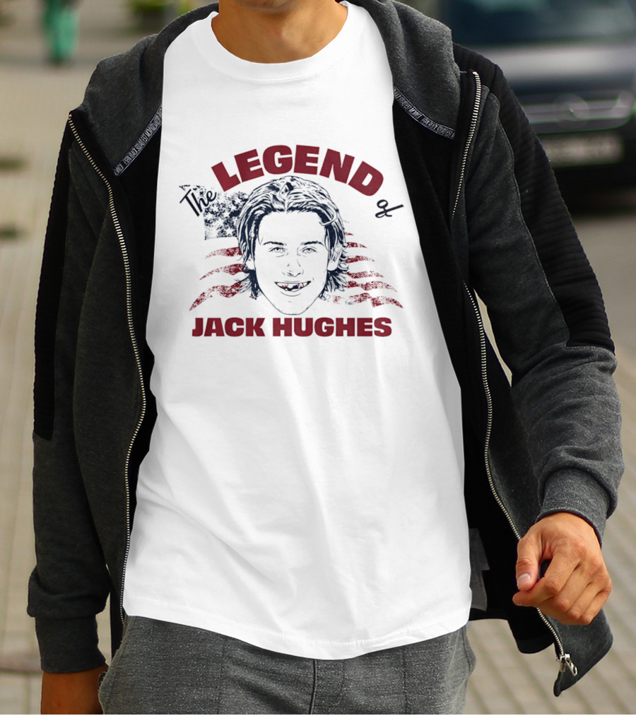 The Legend Of Jack Hughes USA Hockey American Flag T-Shirt