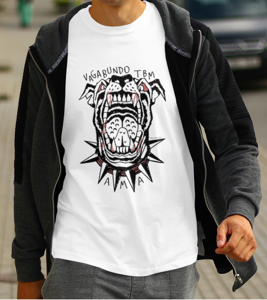 Vagabundo TBM AMA Fierce Canine Skull Spiked Collar T-Shirt