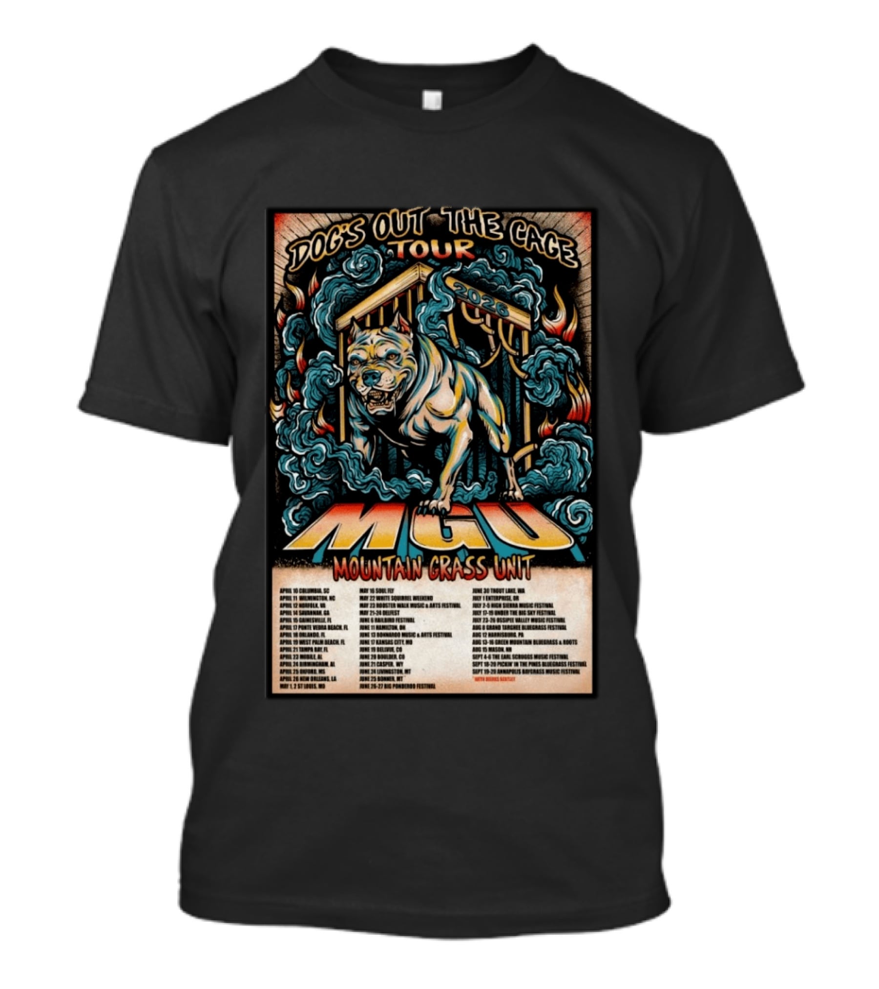 Dog's Out The Cage Tour 2026 Mountain Grass Unit MGU T-Shirt