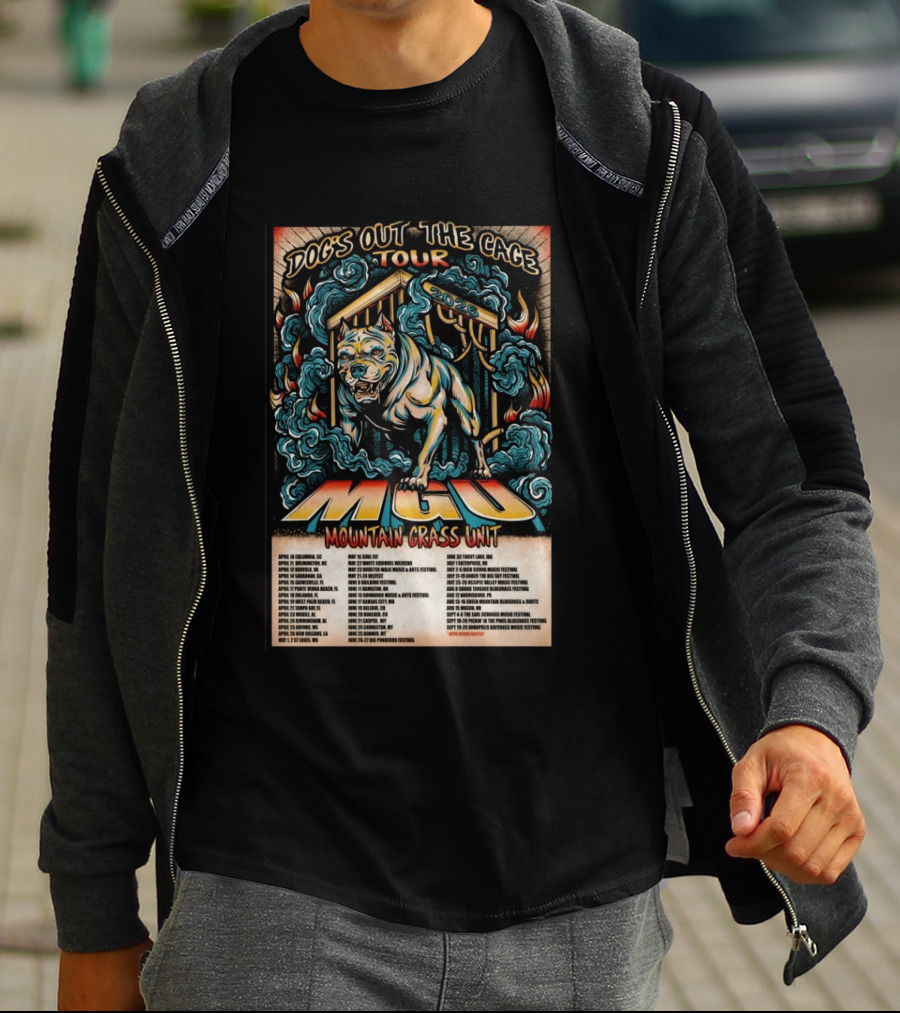 Dog's Out The Cage Tour 2026 Mountain Grass Unit MGU T-Shirt