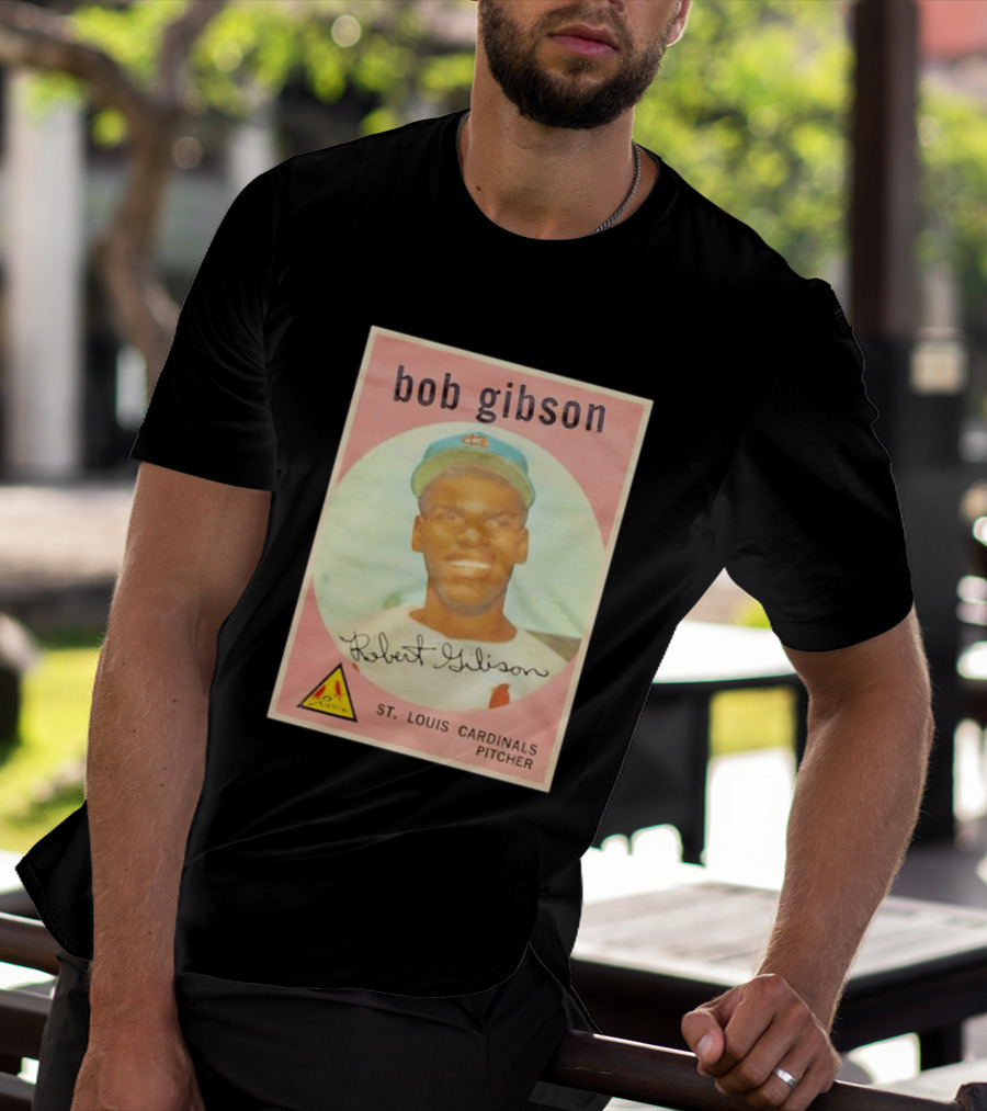Bob Gibson 1959 St. Louis Cardinals Pitcher Vintage Topps Baseball Card T-Shirt