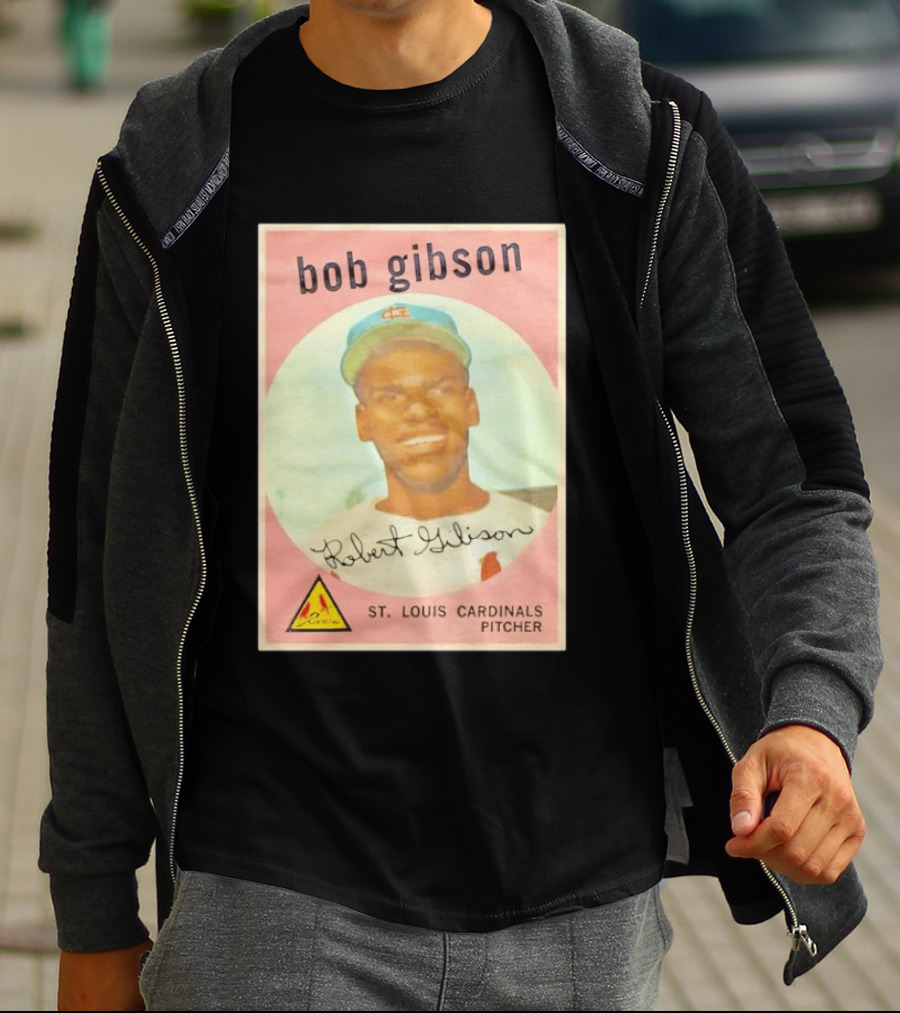 Bob Gibson 1959 St. Louis Cardinals Pitcher Vintage Topps Baseball Card T-Shirt