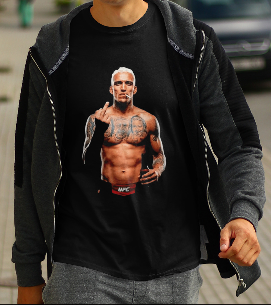 Charles Oliveira UFC Middle Finger Tattoo Smoking 2026 T-Shirt