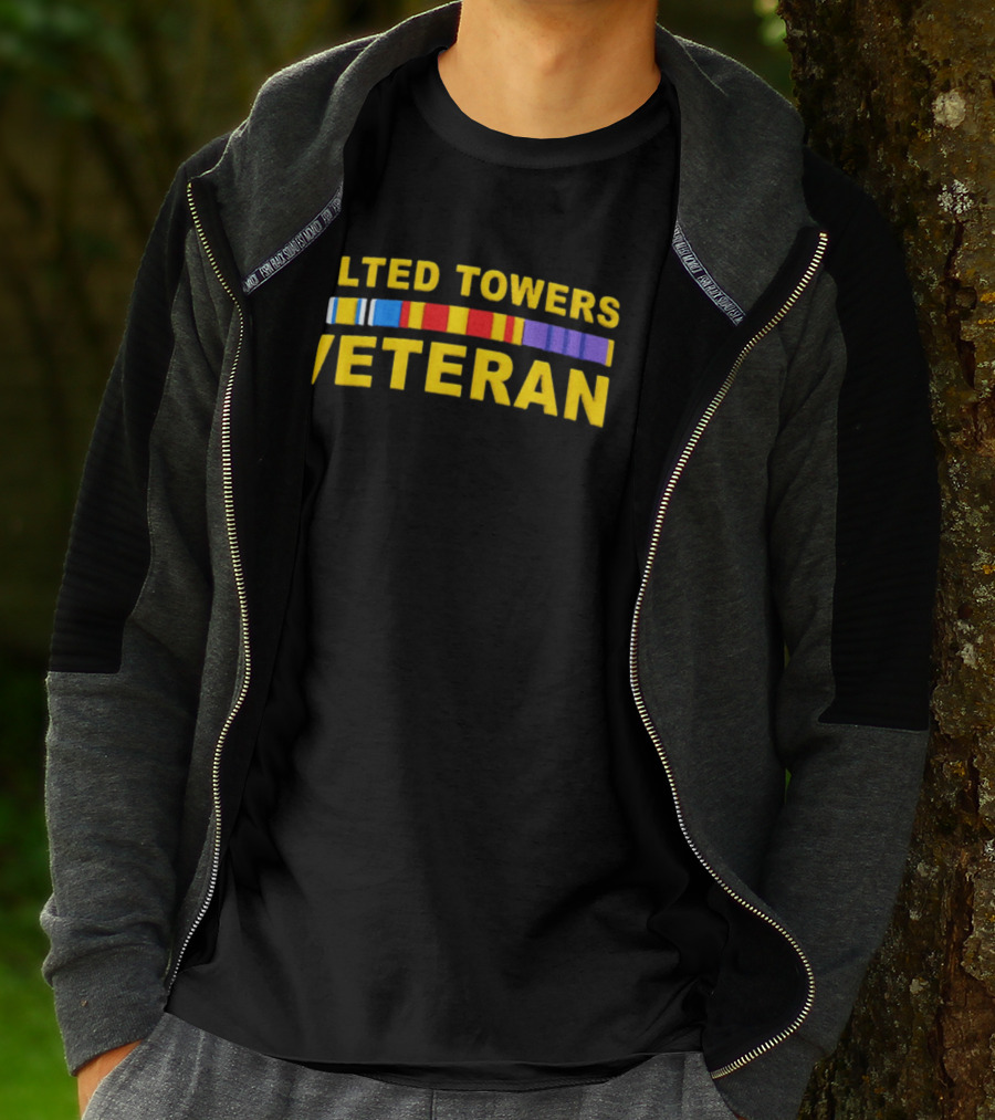 Tilted Towers Veteran Retro Military Ribbon Homage T-Shirt