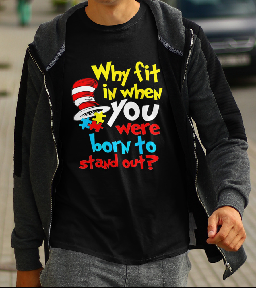 Dr Seuss Why Fit In When You Were Born To Stand Out Puzzle Hat T-Shirt