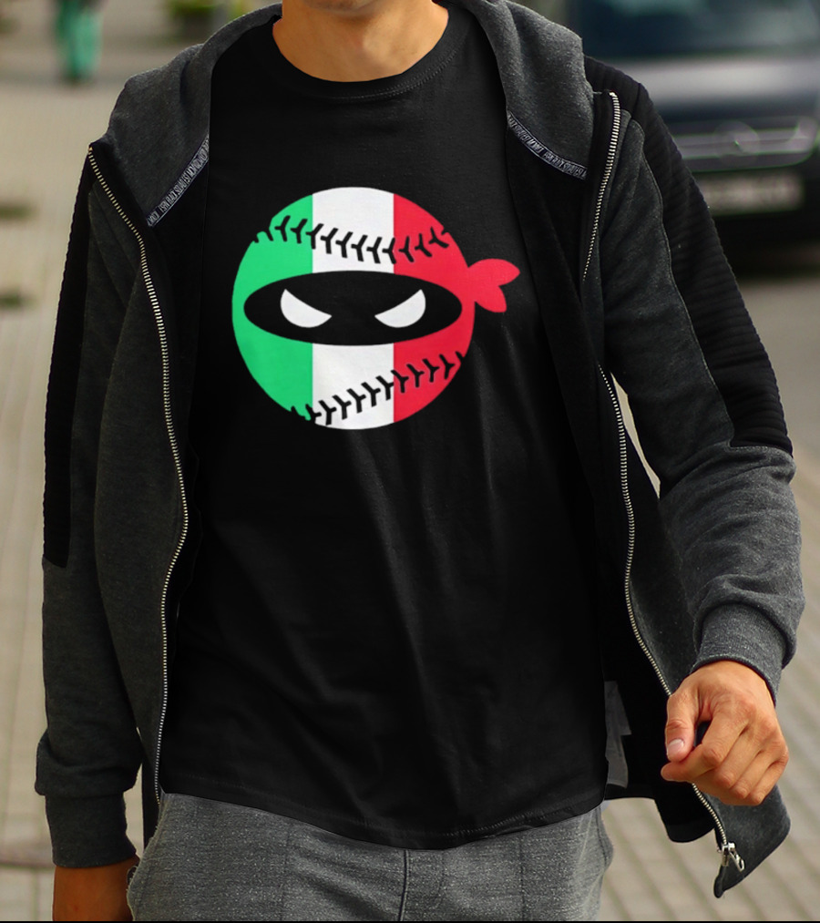 Pitching Ninja Italy Baseball Italian Flag Sports Fan Элита T-Shirt