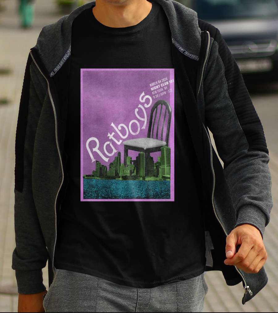 Ratboys March 4 2026 Night Club 101 New York NY Concert Event Chair Cityscape T-Shirt