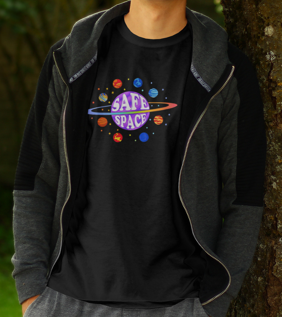 Safe Space Galaxy Colorful Planets Cosmic T-Shirt