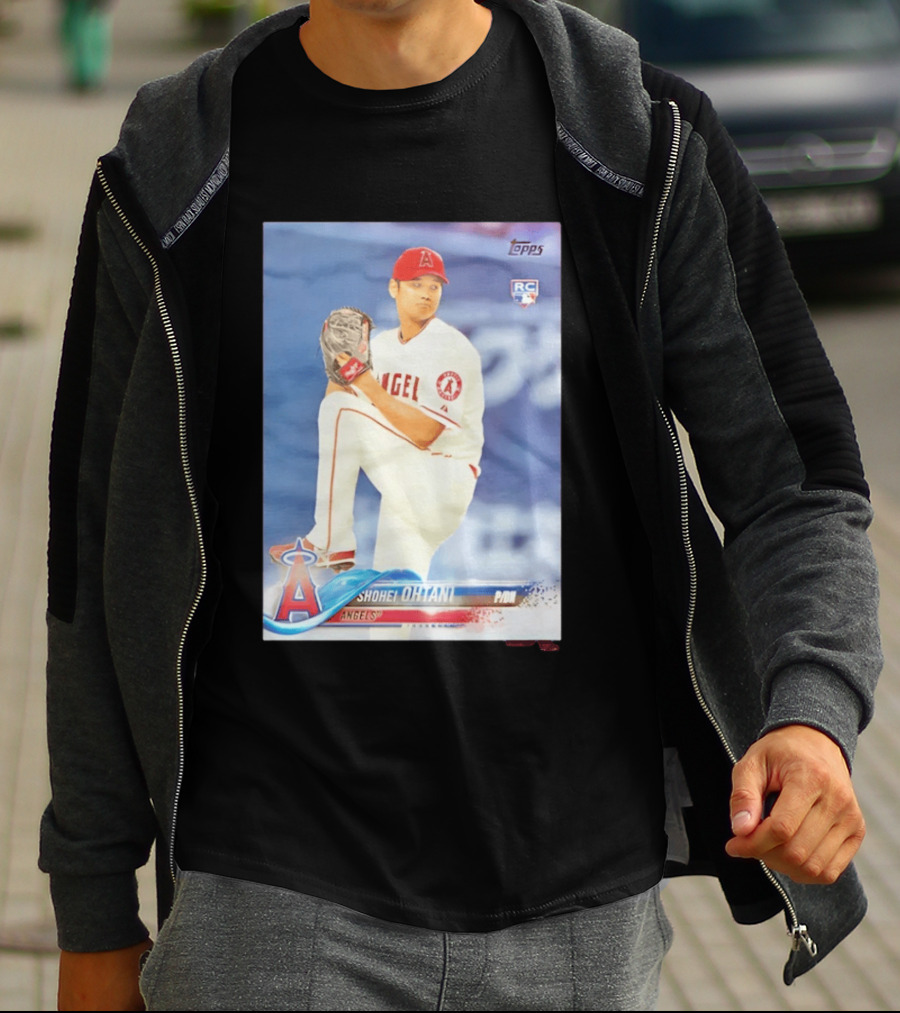 Shohei Ohtani Angels 2018 Topps Baseball Card RC Rookie PDI T-Shirt