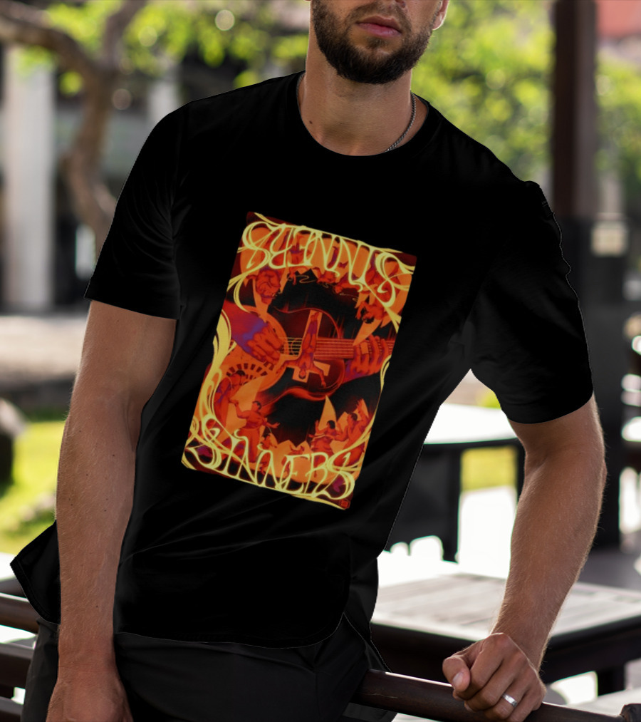 Sinners Pecadores Upside Down Guitar Person T-Shirt