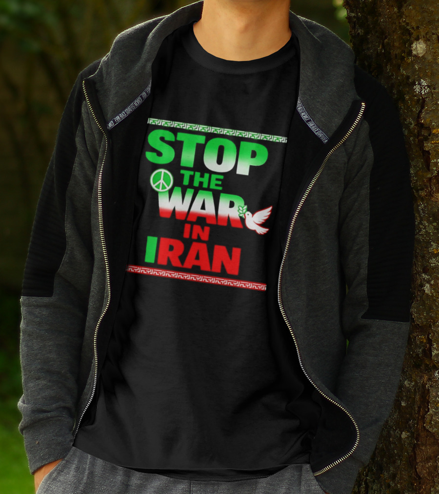 Stop The War In Iran Peace Symbol Dove T-Shirt