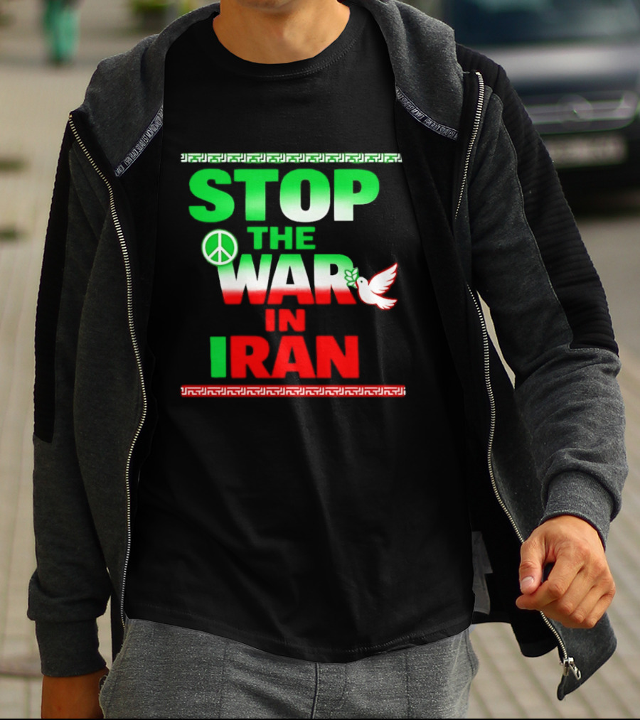 Stop The War In Iran Peace Symbol Dove T-Shirt