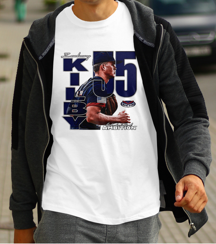 Zach Kilby 55 Baseball Ambition FAU Owls T-Shirt