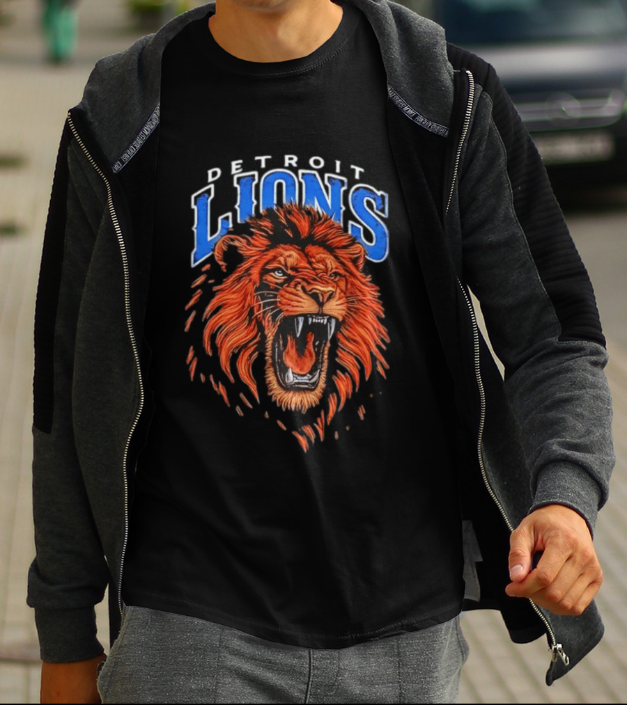 Detroit Lions Roaring Lion Head NFL Team T-Shirt