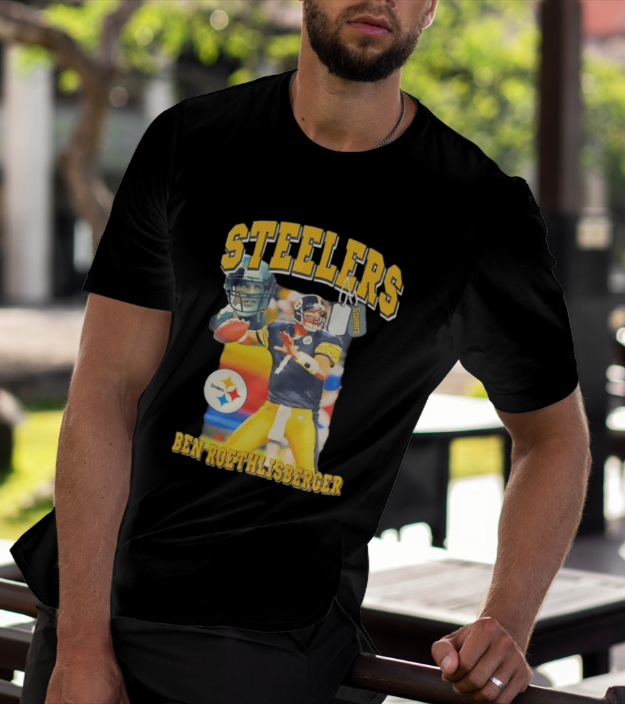Steelers Ben Roethlisberger Pittsburgh Football Player With Dog Tag And Team T-Shirt
